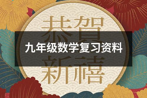 九年级数学复习资料