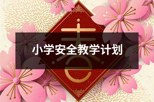 小学安全教学计划