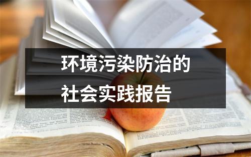 环境污染防治的社会实践报告