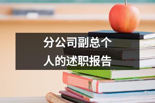 分公司副总个人的述职报告